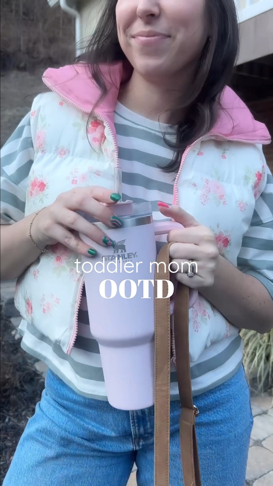 Toddler mom-approved OOTD 🩷💚

To be honest, I fell in LOVE with this exact outfit on altar’d state and eyed it forever, but just couldn’t justify the $$ - so when I came across this on Amazon I just had to try and see if it lived up to my expectations. Spoiler alert: LOVED both pieces together and separate!! 🤩 got my dream outfit for half the price! win/win!

Striped sage/pistachio tshirt, floral vest, Abercrombie jeans, Walmart sneakers under $25! Cell phone/essentials bag from Rad Rev, leather crossbody! Limited edition bubble gum pink Stanley!  

#LTKFindsUnder50 #LTKWatchNow #LTKSpringSale