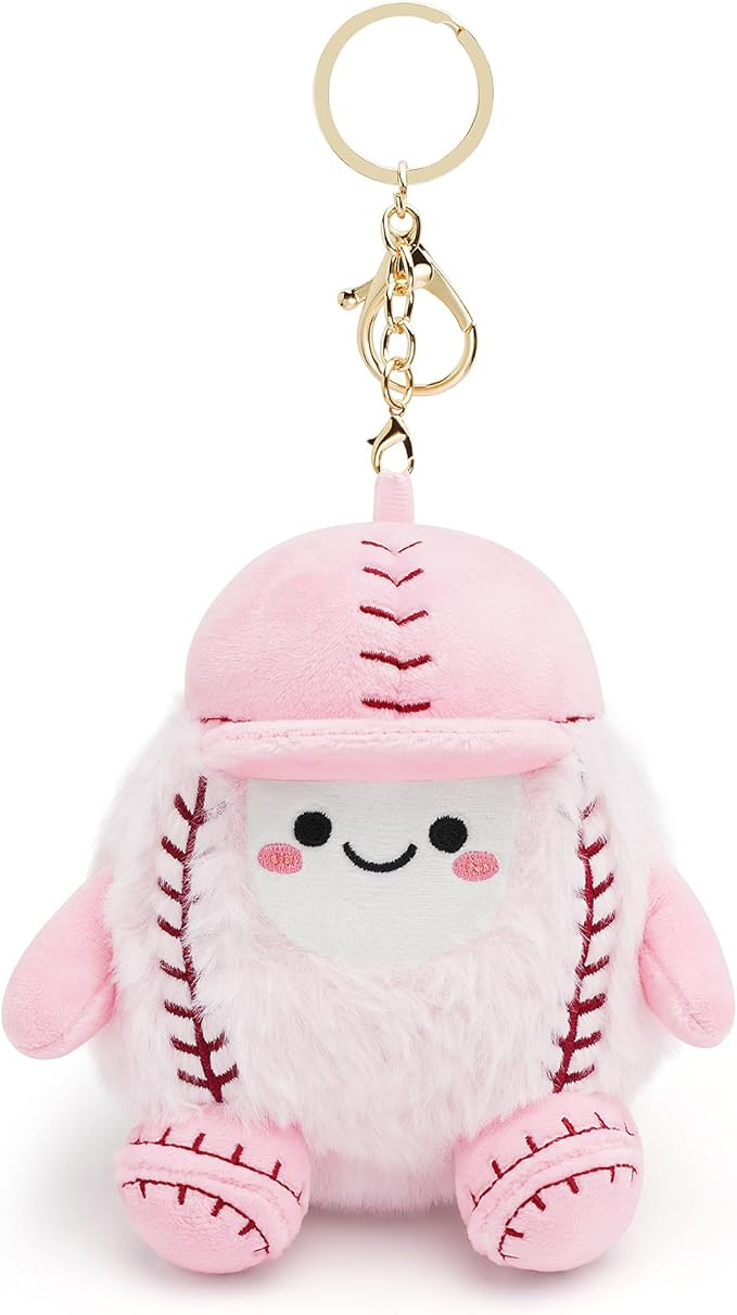 Stelle Cute Softball Plush Keychain for Backpack Kawaii Fuzzy Pink Bag Charm Soft Keychain Access... | Amazon (US)