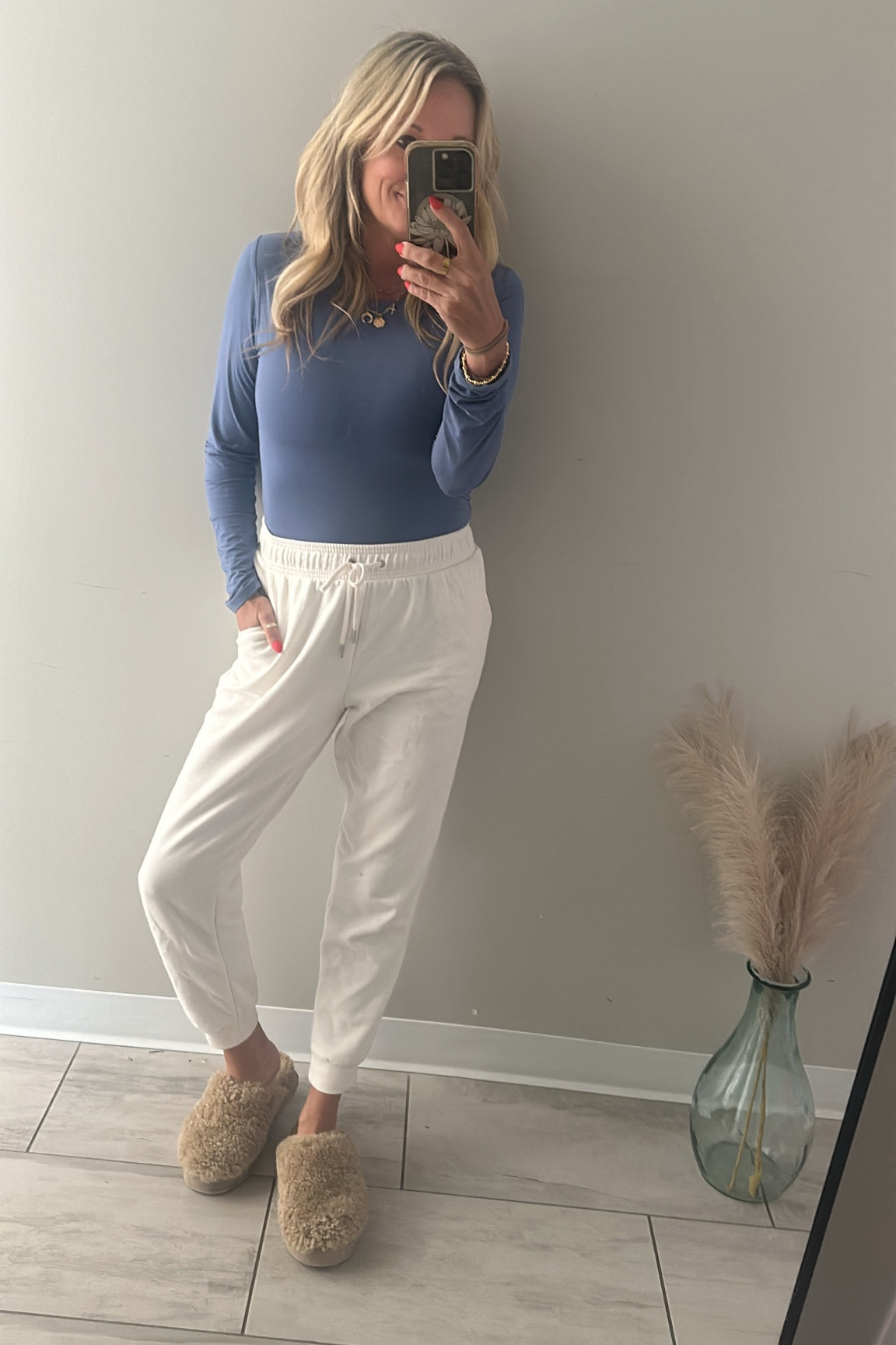 Comfy #ootd
These jogger sweats are the SOFTEST thing you’ll put on your body. Wearing a medium 
My favorite bodysuits now come in tee version (ie no snap👏🏻) - wearing a large for a less constrictive fit 
My Ugg slippers — not available online anymore 😭 linking black and the tan non platform version

#LTKOver40