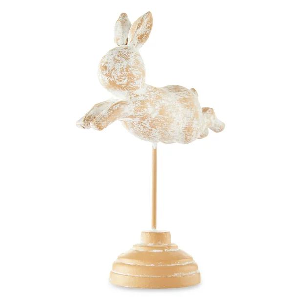 Way to Celebrate White-Washed Brown MDF Bunny on Pedestal, Easter Decor, 8 inch - Walmart.com | Walmart (US)