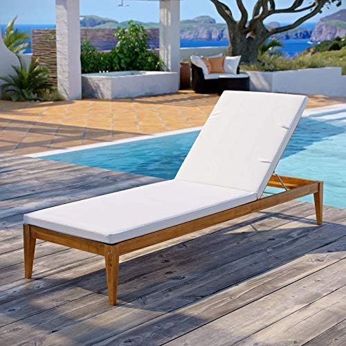 Modway Northlake Outdoor Patio Premium Grade A Teak Chaise Lounge Chair With Sunproof Cushions in Na | Amazon (US)