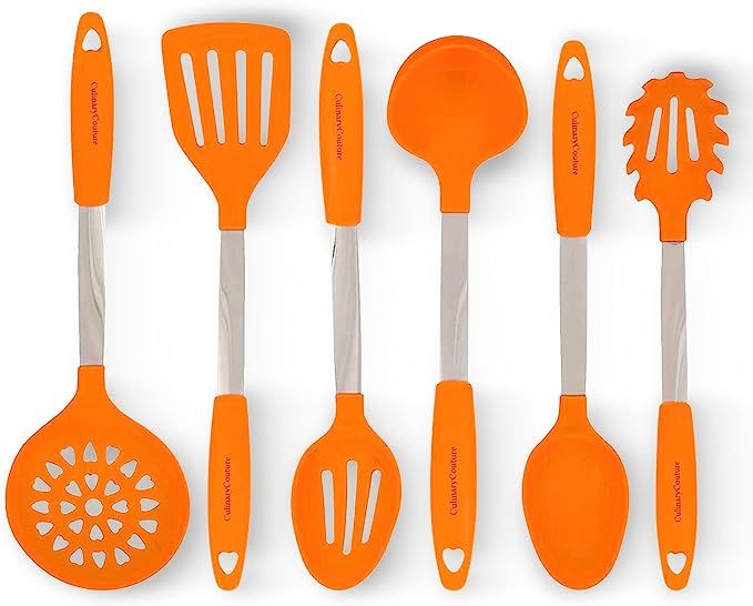 Culinary Couture 6-Piece Stainless Steel & Silicone Kitchen Utensils Set, Silicone Cooking Utensi... | Amazon (US)