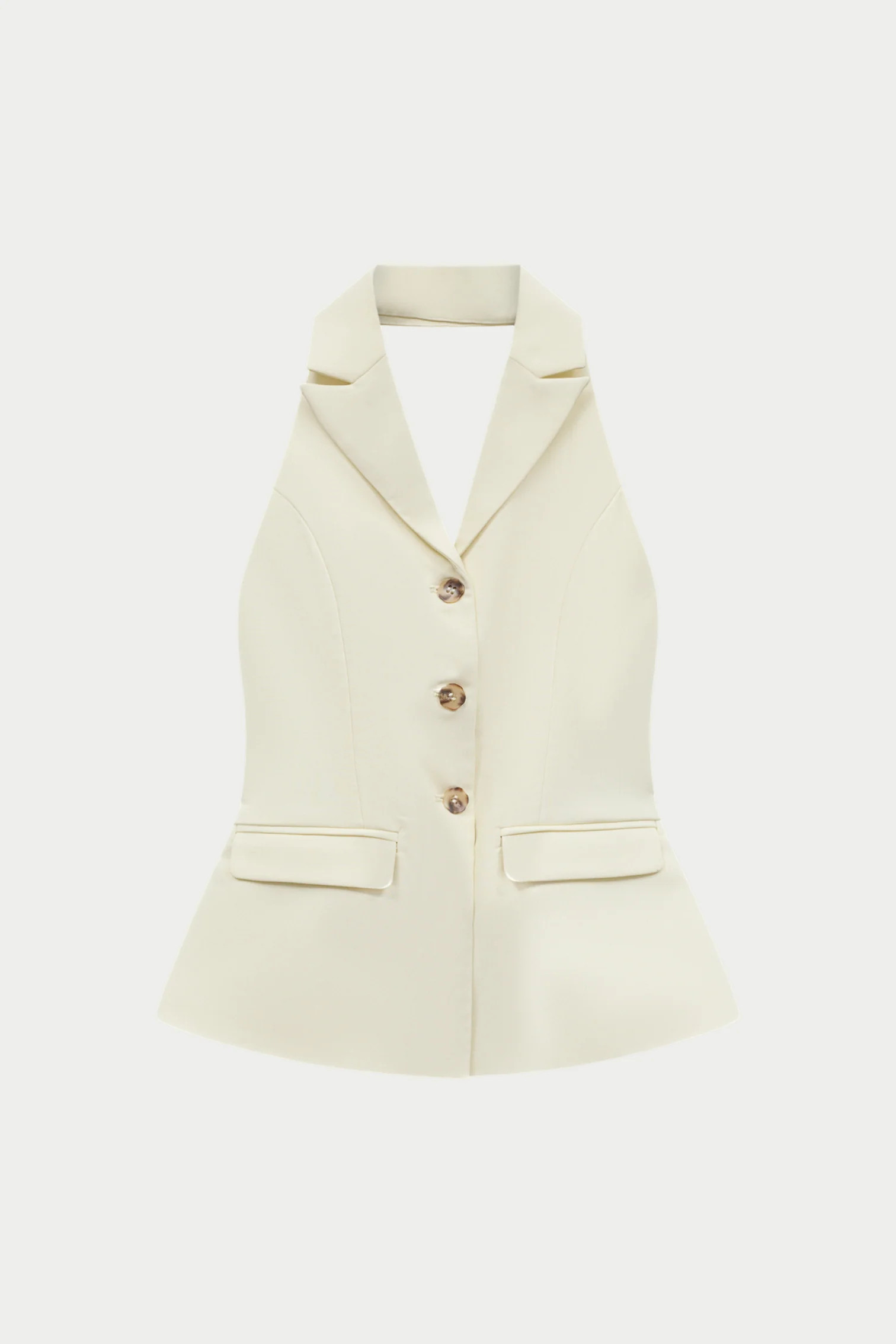 TAILORED HALTERNECK WAISTCOAT - OFF WHITE | The Couture Club