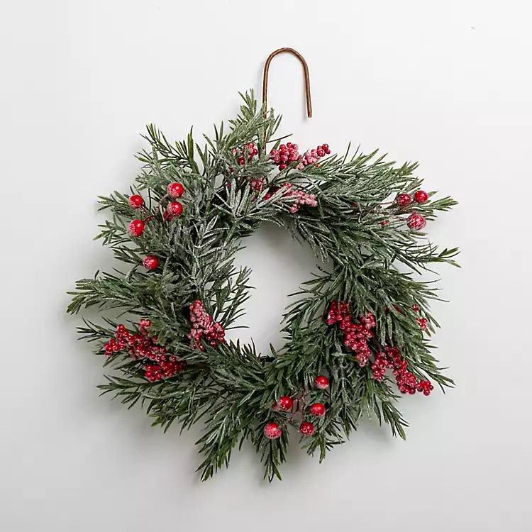 Snowy Japanese Pine and Berry Mini Wreath | Kirkland's Home