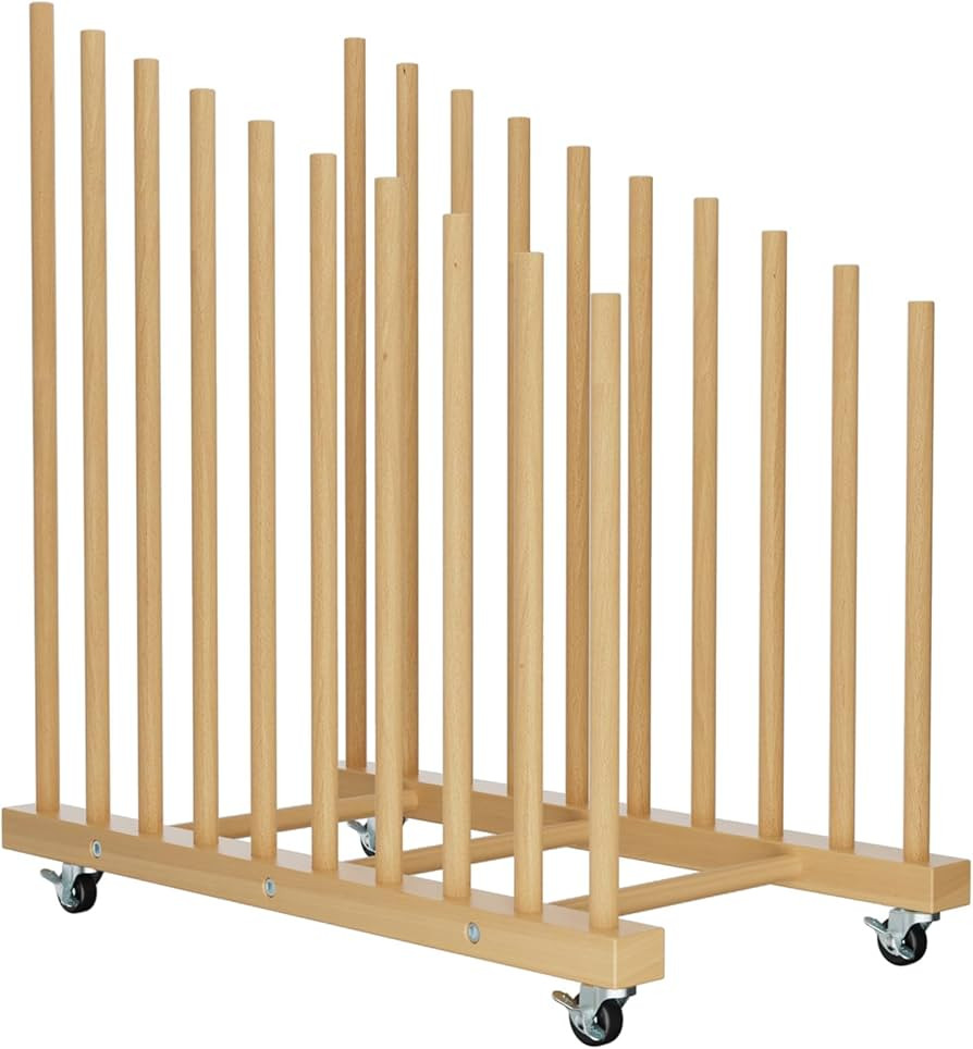 Art Storage Rack with Caster Wheels, 9 Section Wooden Art Canvas Storage for Frames and Drawing B... | Amazon (US)