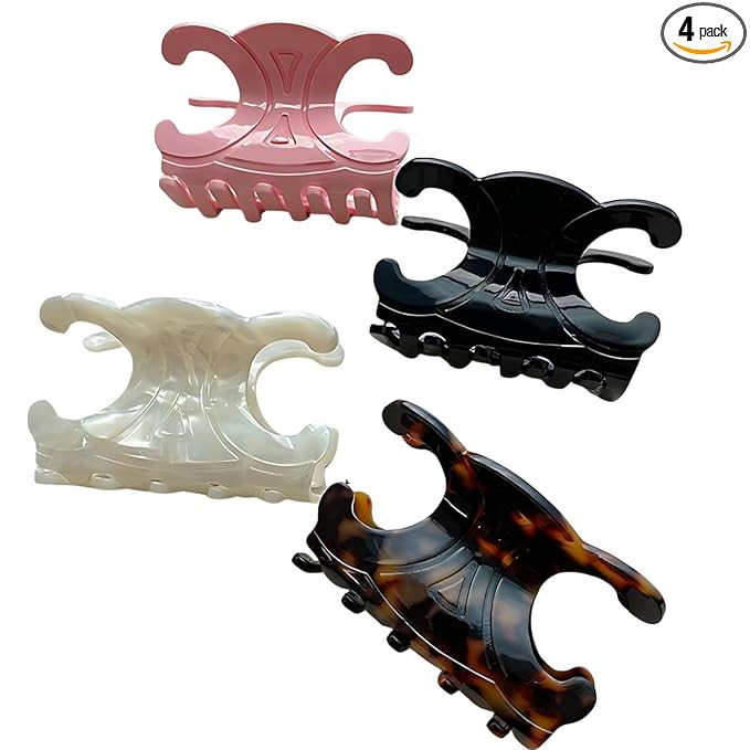 Premium durable acetate butterfly hair clips, 4 Pack. Medium Size Acetate Hair Claw Clips with Se... | Amazon (US)