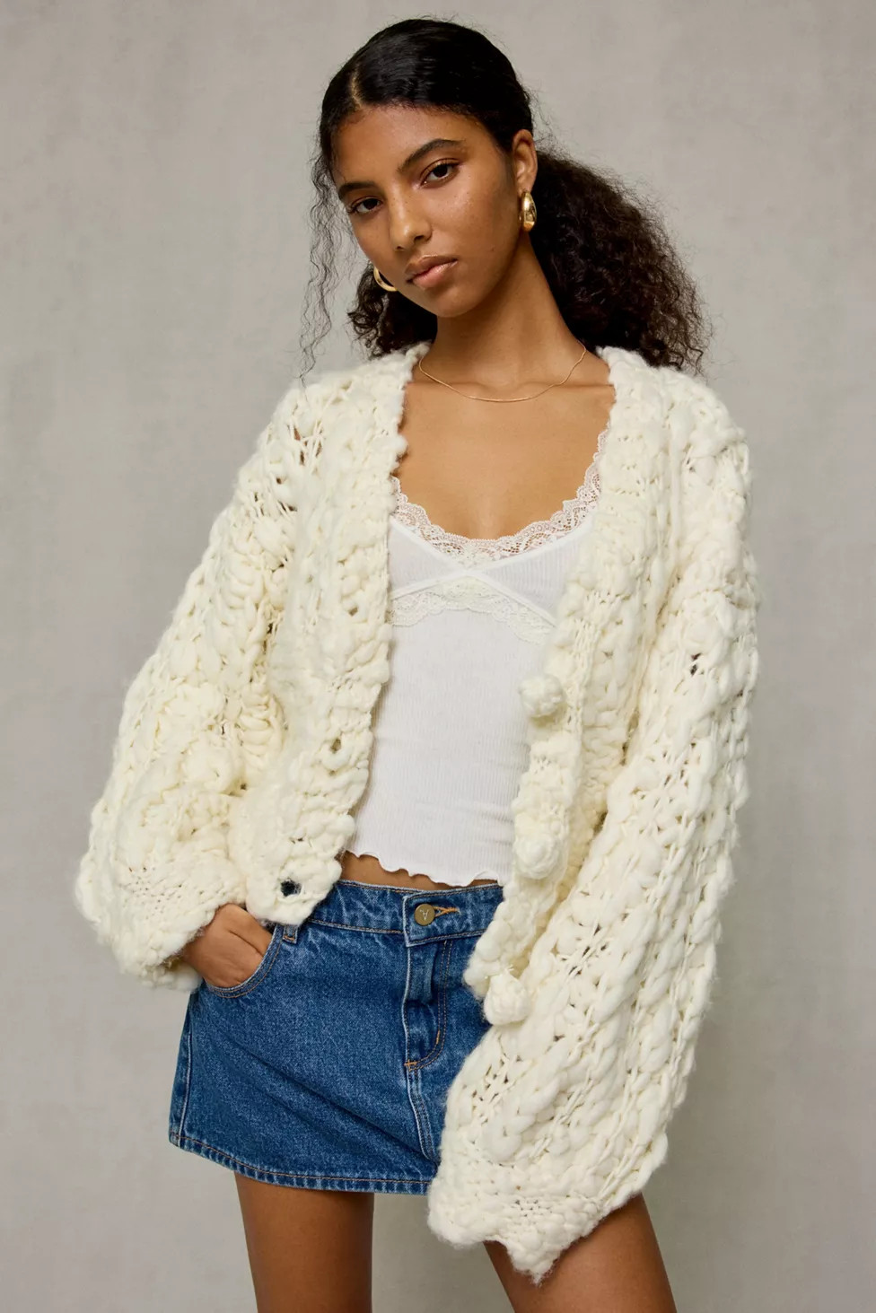 Kimchi Blue Misty Chunky Hand Knit Cardigan | Urban Outfitters (US and RoW)
