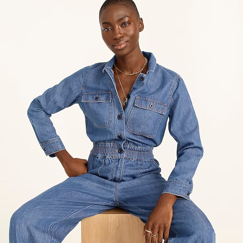 Cinched-waist denim jumpsuit | J.Crew US