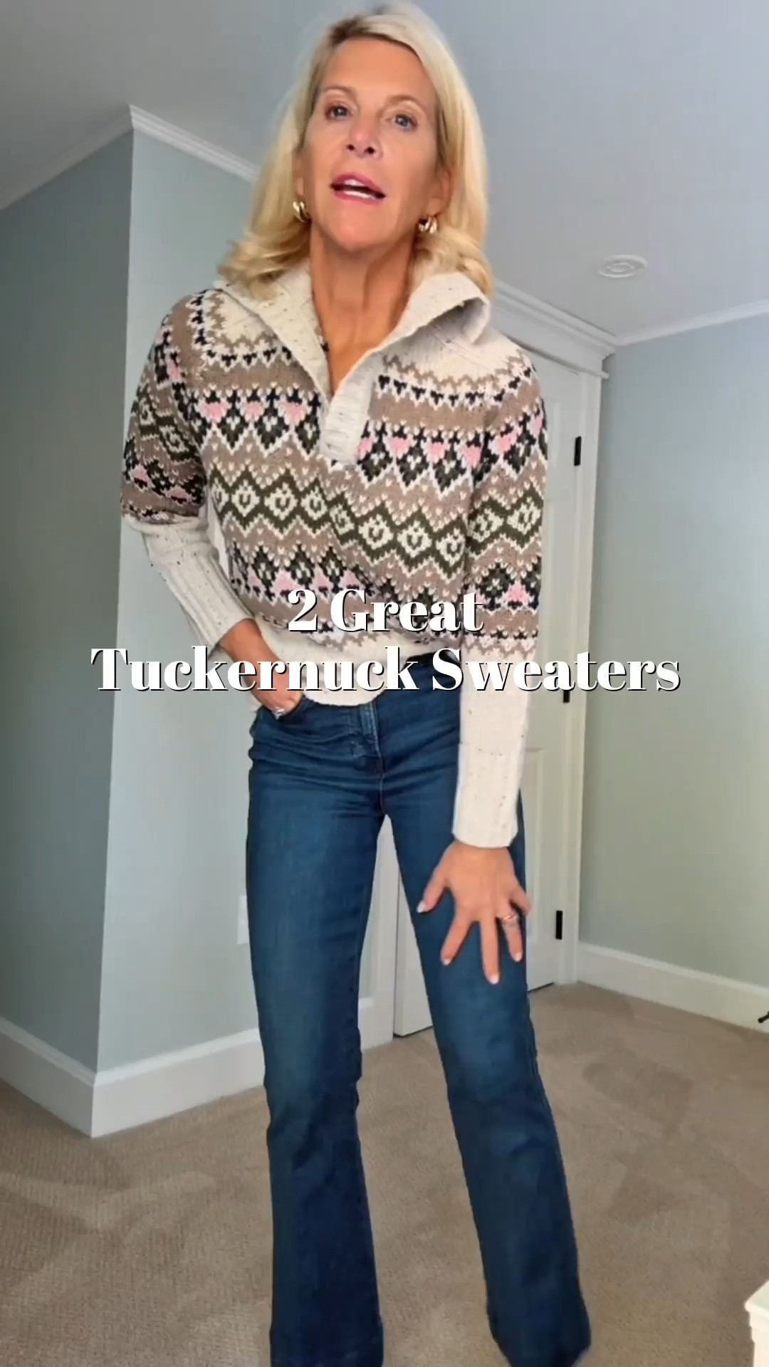 
Edit post
You know that moment when both sweaters show up and you can’t pick one? Yeah, that’s me right now. The first one’s giving cozy Fair Isle nostalgia with a pop of pink — the second? Classic navy perfection you can layer a million ways (and yes, that collar is removable 👀). Both look so good with jeans and navy booties that I’m calling it: keeping both is totally justified. 

 #LTKStyleTip