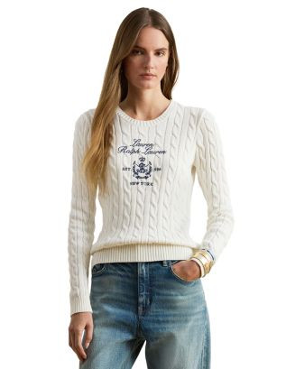 Ralph Lauren Embroidered-Crest Cable-Knit Sweater | Bloomingdale's Women | Bloomingdale's (AU)