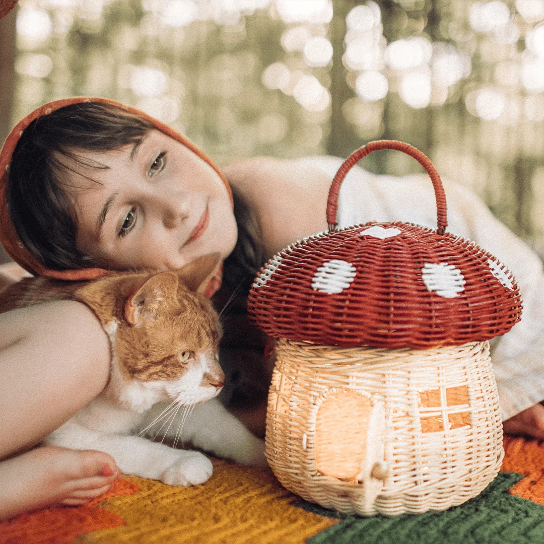 Rattan Mushroom Basket | Atlas Grey