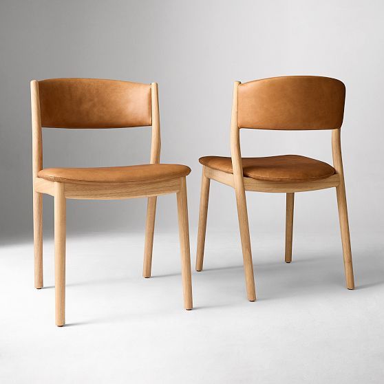 Marcus Samuelsson Dining Chair Ludlow Leather, Sesame, Blonde Finish, Set of 2 | West Elm (US)