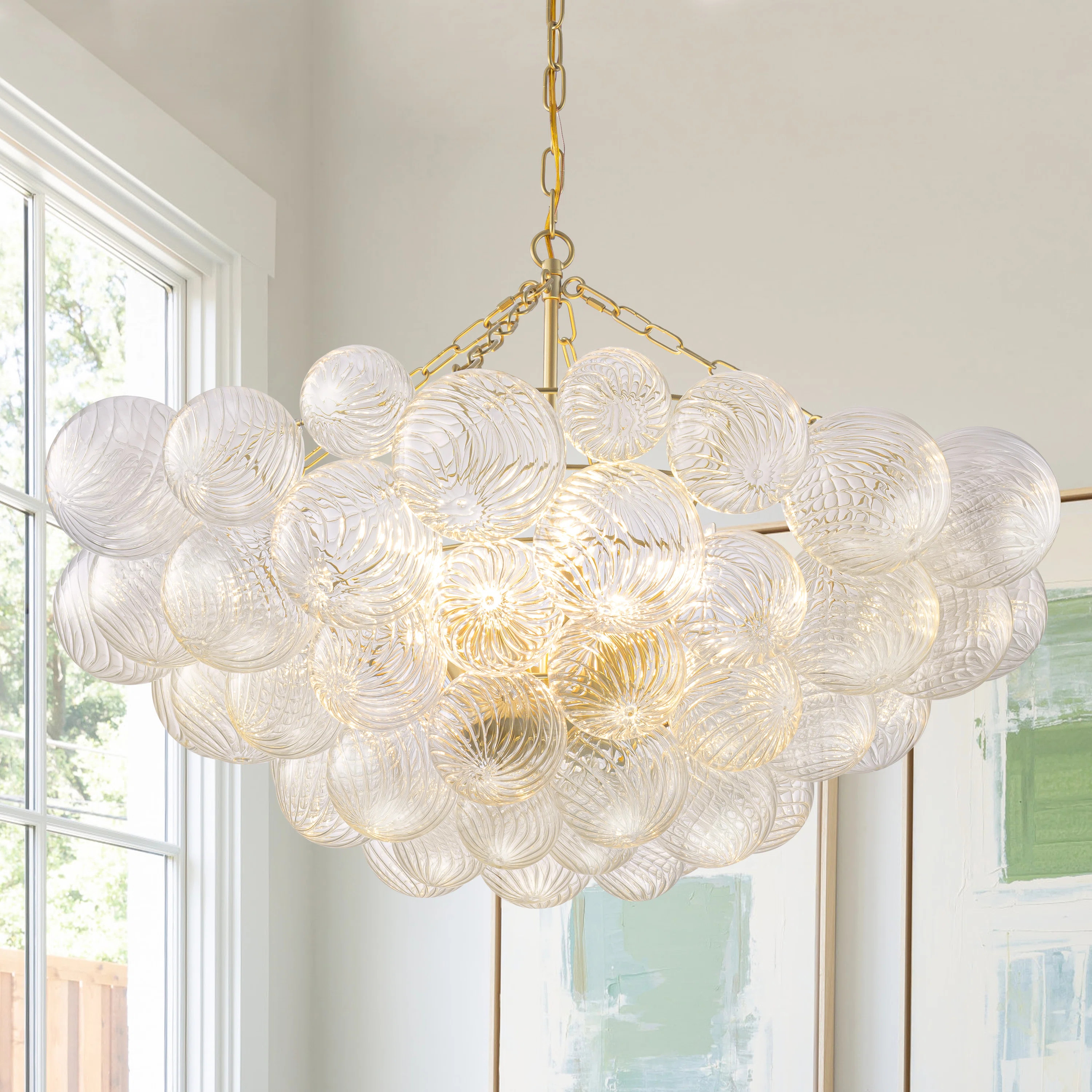Gold Chandeliers With Ribbed Globe Glass | Wayfair North America
