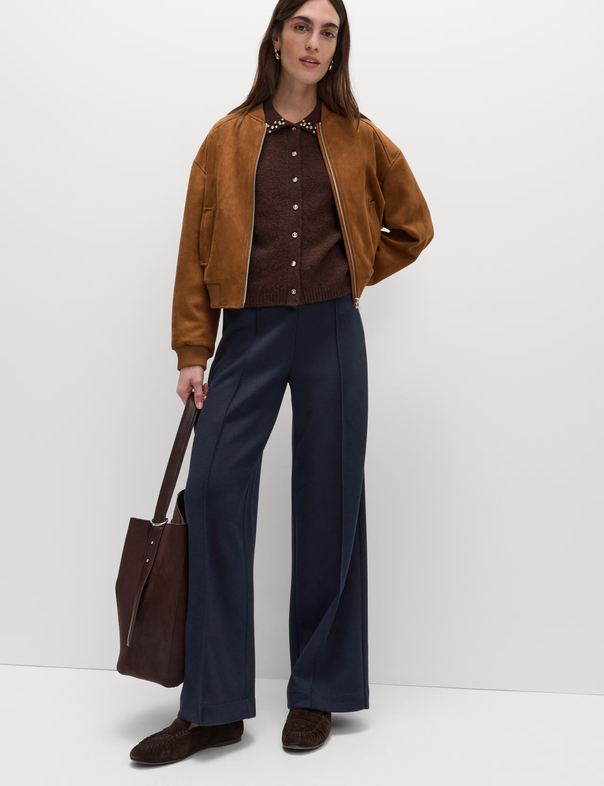 Jersey Elasticated Waist Wide Leg Trousers | Marks & Spencer (UK)
