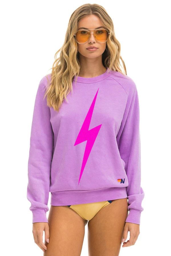 BOLT CREW SWEATSHIRT - NEON PURPLE // NEON PINK | Aviator Nation