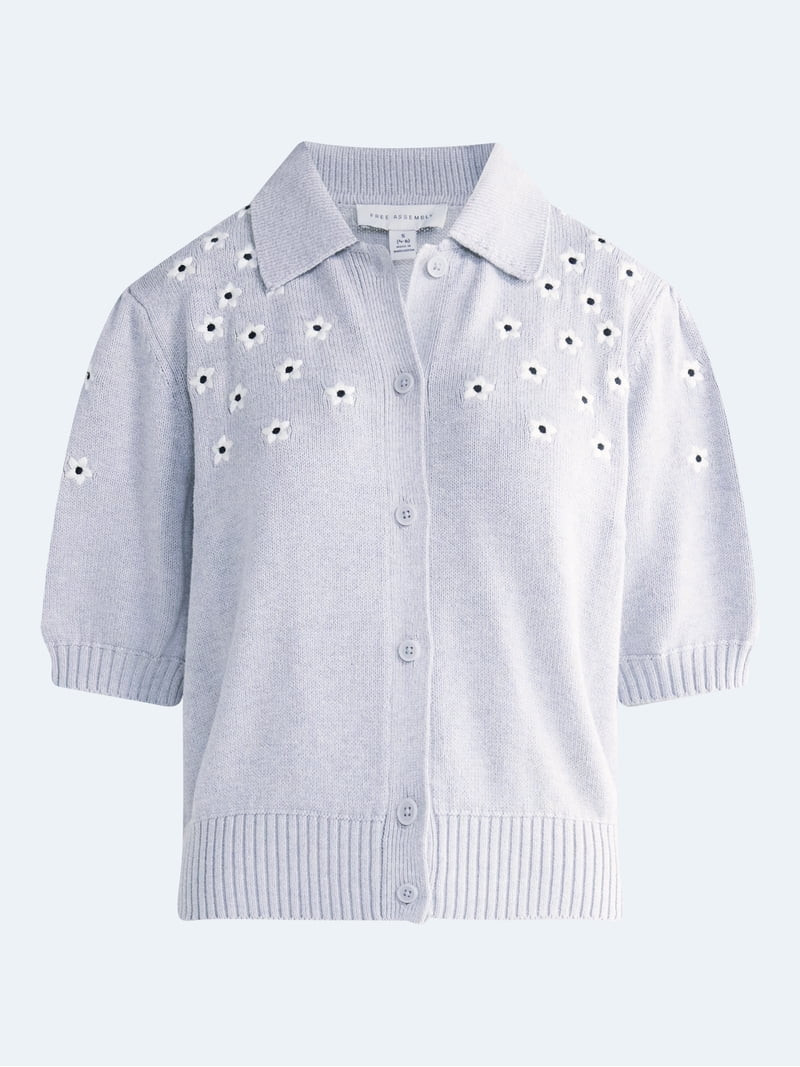 Free Assembly Women's and Women's Plus Embroidered Cardigan Sweater with Elbow Sleeves, Sizes XS-... | Walmart (US)