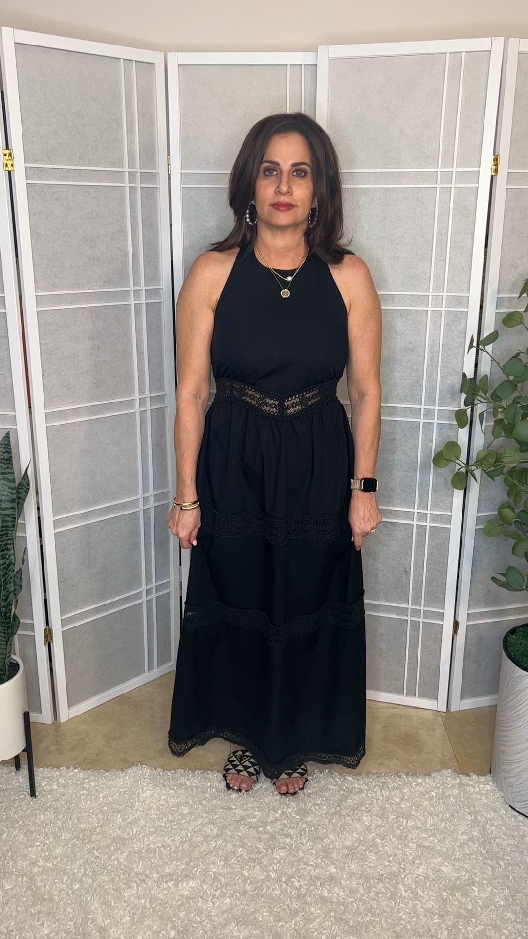 A beautiful black dress . On sale ! Wearing a size sm petite. 

#LTKstyletip #LTKVideo #LTKover40