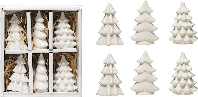 Creative Co-Op 2.5" Stoneware (Boxed Set of 6) Trees, White | Amazon (US)