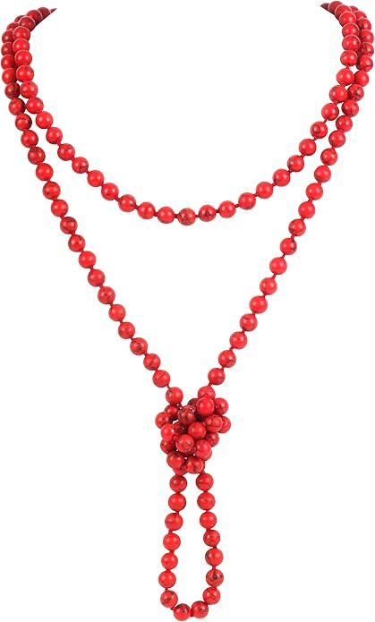 Firstmeet Fashion Beads Rope Knot Long Beaded Necklace Versatile 60" Strand Costume Jewelry for W... | Amazon (US)
