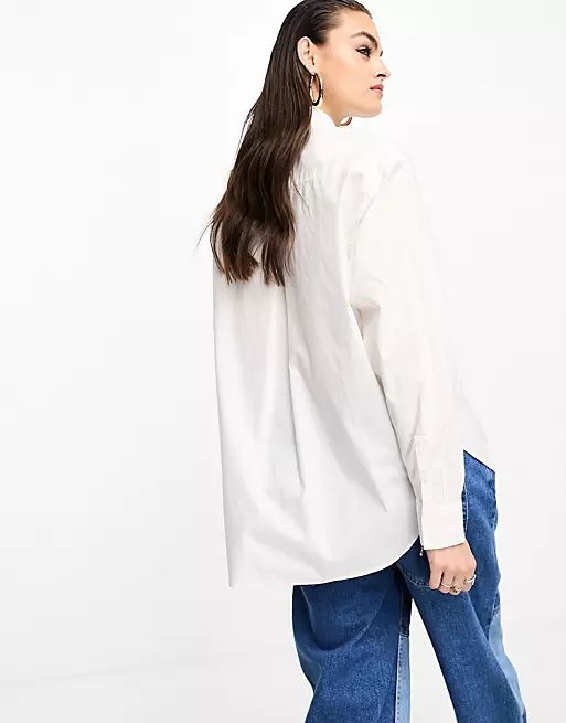 Calvin Klein Jeans monogram logo relaxed shirt in white | ASOS (Global)
