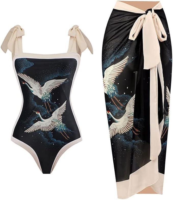 Wuitrie Womens Bikini Set 2 Piece Boho Vintage Print Halter Tummy Control Strappy Swimsuits with ... | Amazon (US)