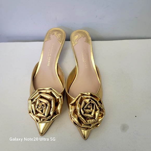 Antonio Melanix Jennifer Sumko Jensy Metallic Coated Flower Dress Mules | Poshmark