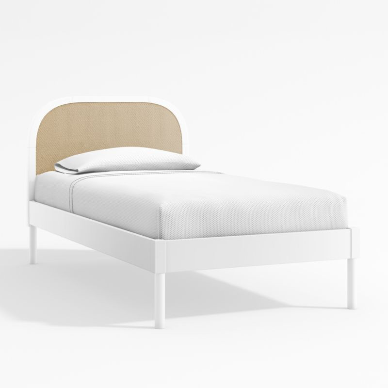 Maren White Cane Wood Kids Twin Bed Frame + Reviews | Crate & Kids | Crate & Barrel