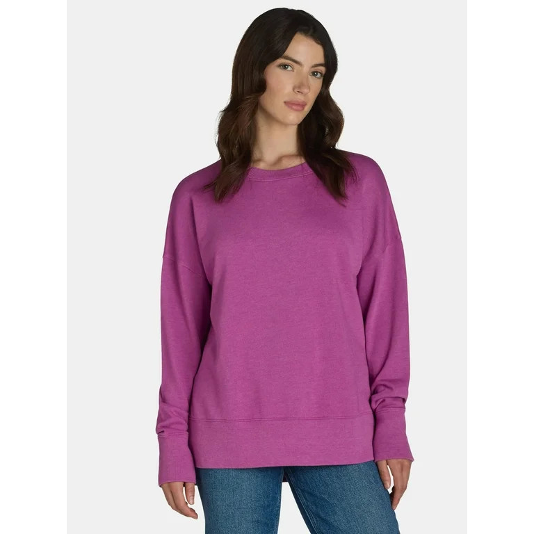 Time and Tru Women's Crewneck Sweatshirt with High-Low Hem, 2-Pack, Sizes XS-XXXL | Walmart (US)