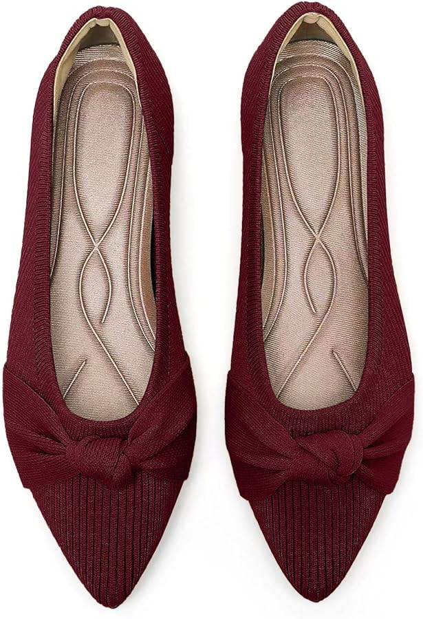 Women's Flats Shoes Comfortable Dressy Pointed Toe Knit Washable Ballet Flat | Amazon (US)