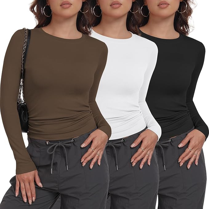 MLYENX 5 Pack Short Sleeve Bodysuit+3 Pack Long Sleeve Shirts For Women (Size: M) | Amazon (US)