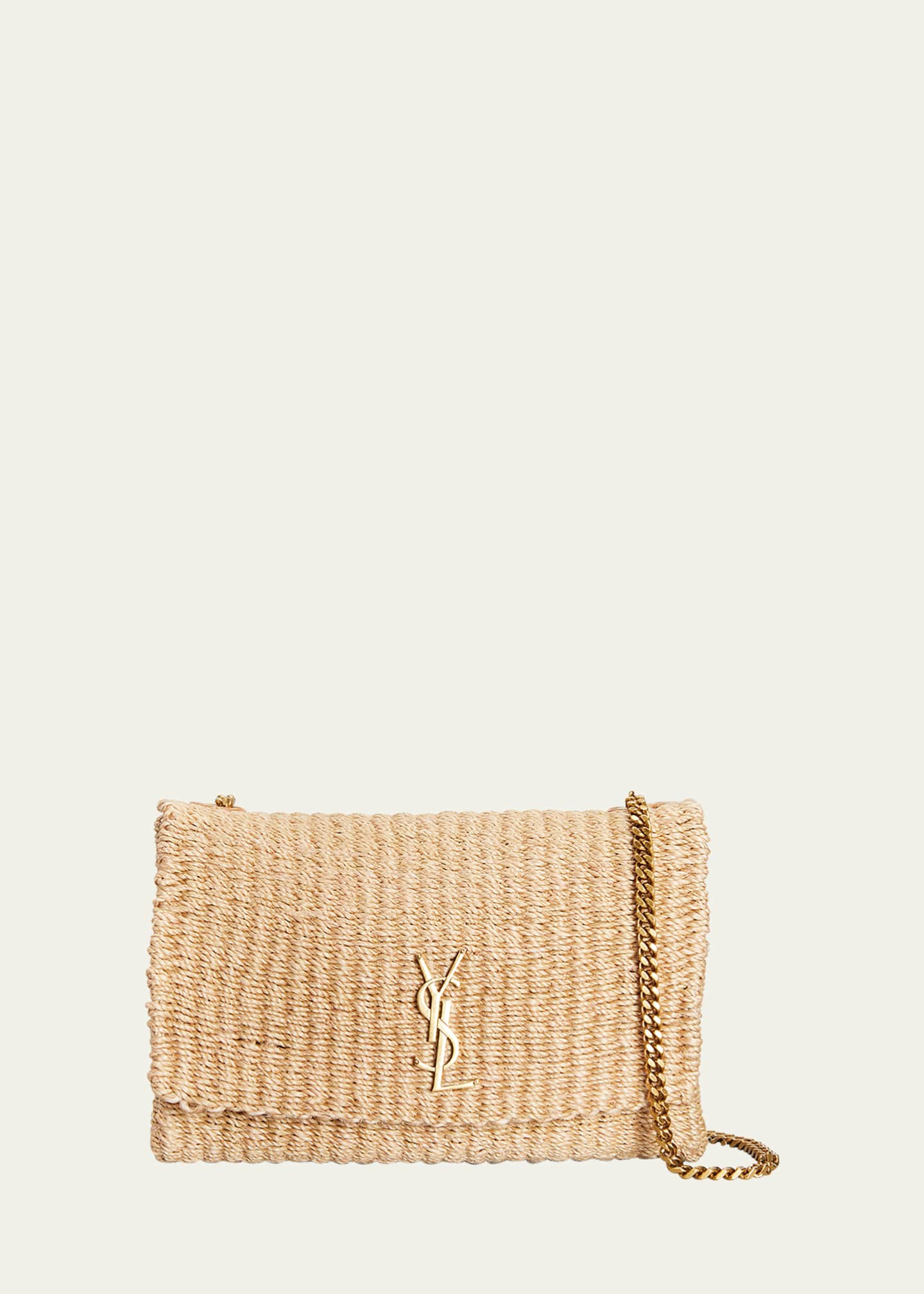 Saint Laurent Kate Medium YSL Crossbody Bag in Raffia | Bergdorf Goodman