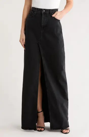 Good American Good Ease Denim Maxi Skirt in Black351 at Nordstrom Rack, Size 0 | Nordstrom Rack
