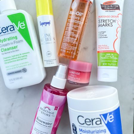 My ‘go to’ beauty products lately during pregnancy! 🤰🏻 I’m keeping the skincare pretty basic with @cerave & @heritagestorenaturals products.  Can’t forget the mineral sunscreen from @supergoop and the stretch mark cream  @palmers and skincare oil from @biooilusa 🤩✨
.
.
.
.
#skincare #skincareproducts #sunscreen #cerave #biooil #palmers #stretchmarkcream #moisturizer  #rosewater #zincscreen #skincaredaily #ceraveskincare #spf #laneigeus #lips #lipcare #skincarethatworks #beauty #beautyproducts #pregnancy #pregnancymusthaves #skincaretips #lipsleepingmask #bodyoil 

#LTKbump #LTKstyletip #LTKbeauty