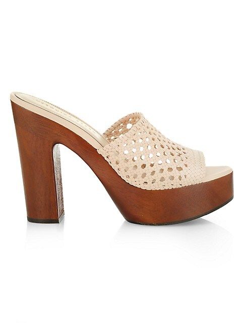 Guadalupe Woven Leather Wooden-Heel Mules | Saks Fifth Avenue