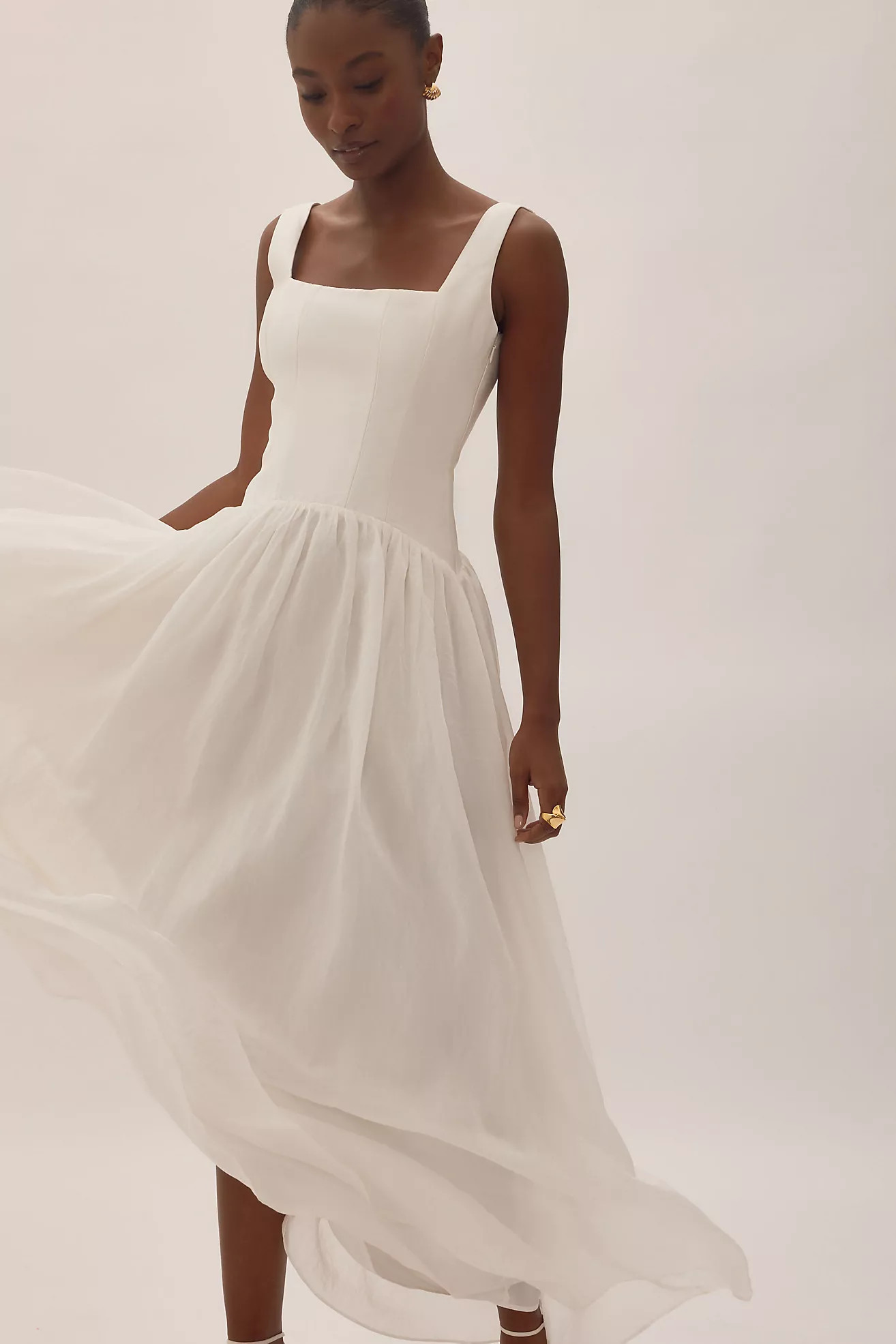 Nobody's Child Honey Bridal Sleeveless Drop-Waist Midi Dress | Anthropologie (UK)