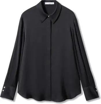 MANGO Flowy Satin Button-Up Shirt | Nordstrom | Nordstrom