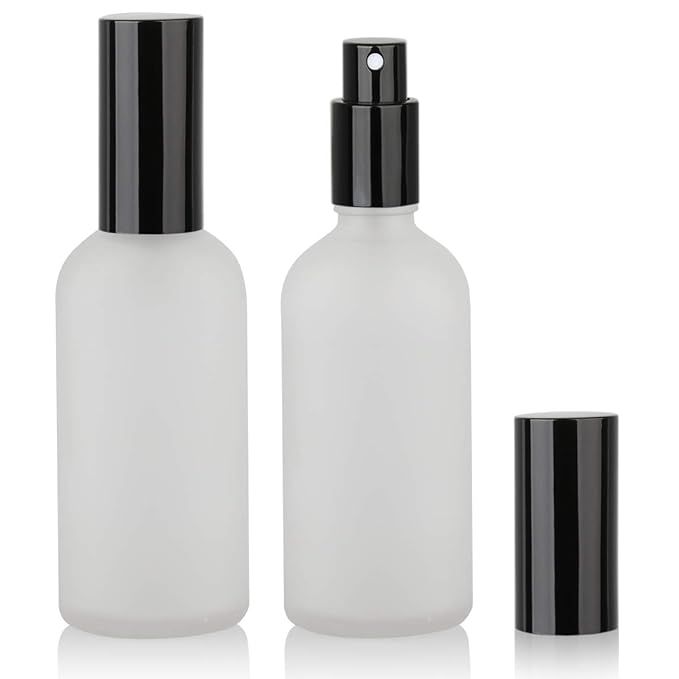 Glass Spray Bottle, Empty Fine Mist Spray Bottle, Perfume Atomizer, Black metal Sprayer (3.4oz 2P... | Amazon (US)
