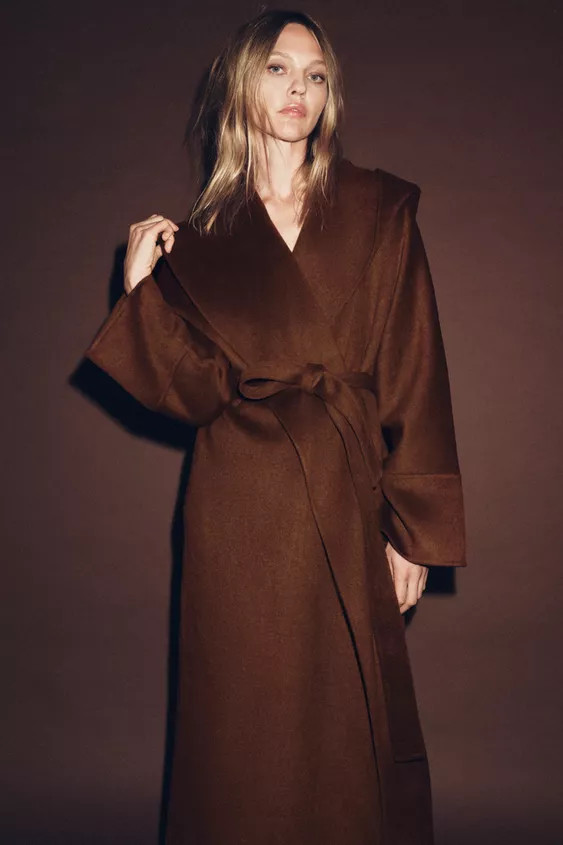 LONG BELTED COAT WITH WOOL ZW COLLECTION LIMITED EDITION | Zara UK