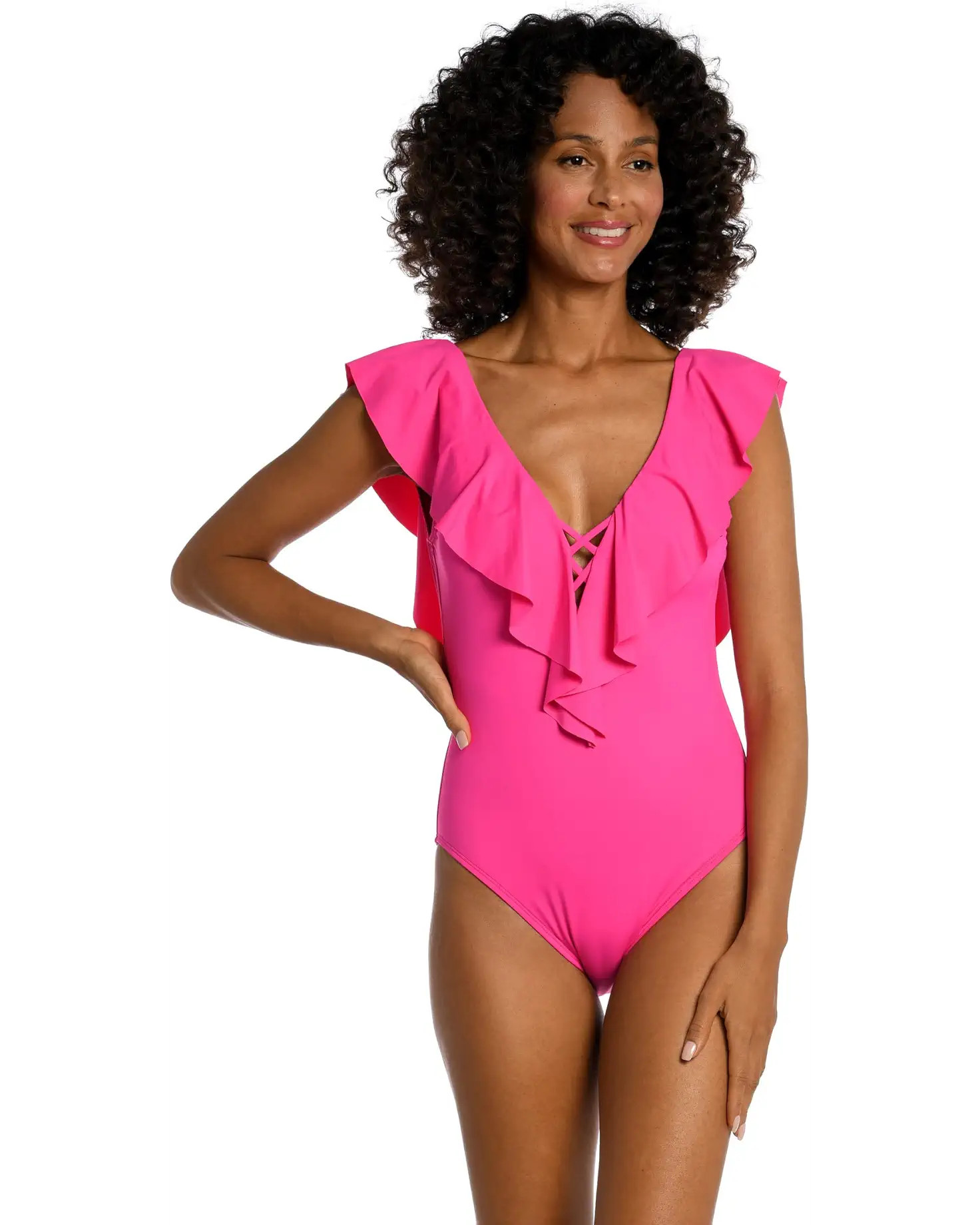 Island Goddess Ruffle Plunge Mio | Zappos