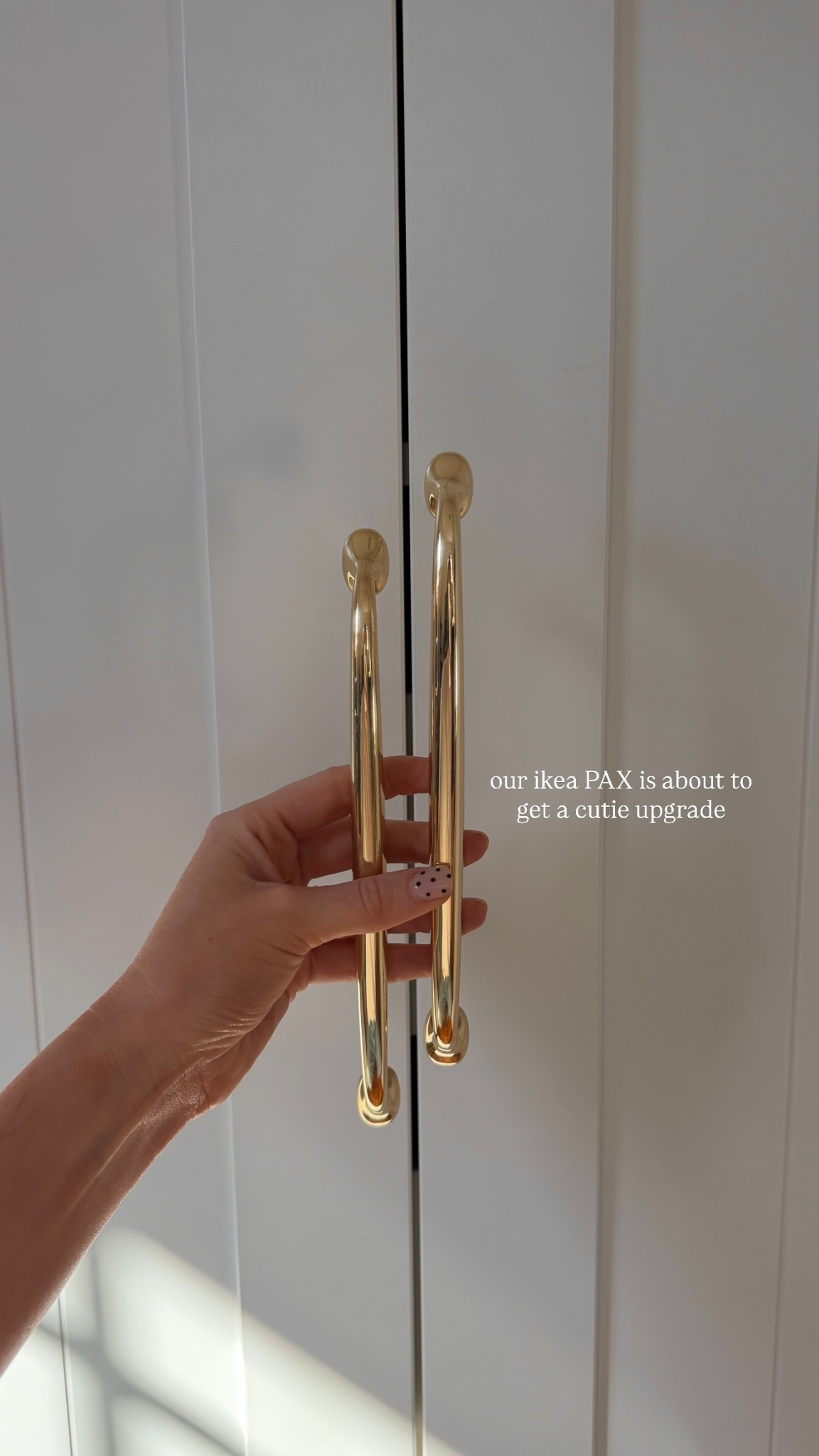 adding these unlacquered handles to our ikea PAX 