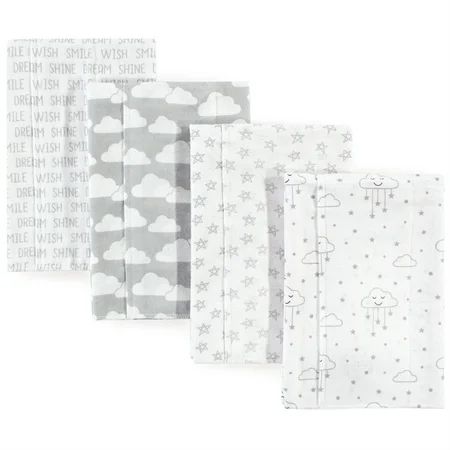 Hudson Baby Boy and Girl Flannel Burp Cloths, 4-Pack - Gray Clouds | Walmart (US)