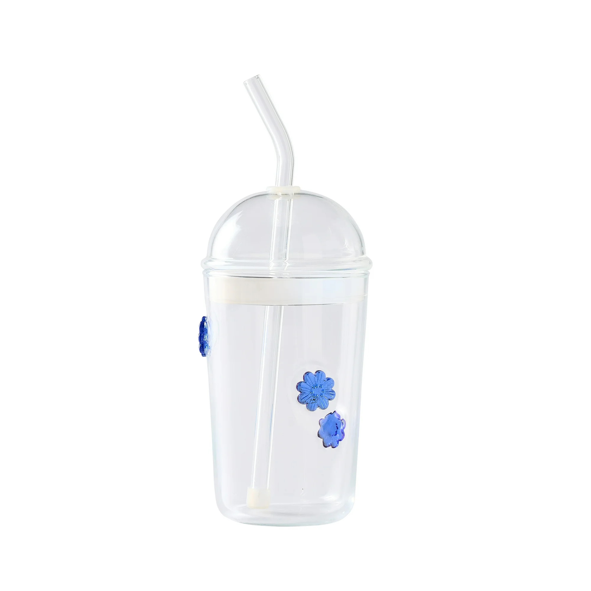 Better Homes & Gardens Glass Sipper Blue Floral Icon with Glass Lid | Walmart (US)