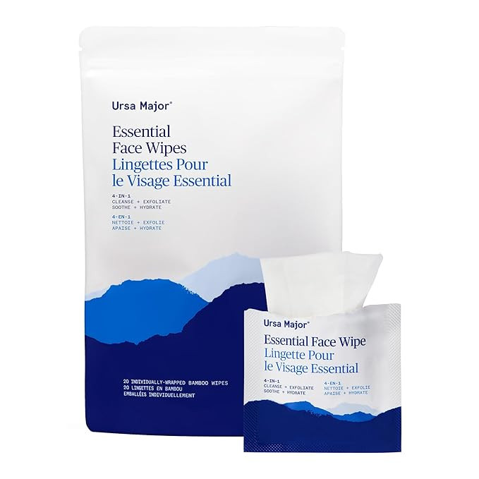 Ursa Major Essential Face Wipes | Natural, Biodegradable, Cruelty-Free | Cleanse, Exfoliate, Soot... | Amazon (US)
