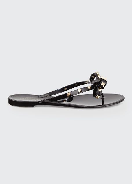 Valentino Garavani Rockstud PVC Flat Thong Sandals | Bergdorf Goodman