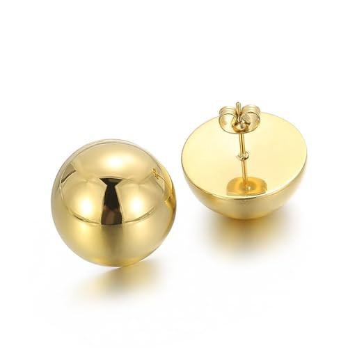 Gold Silver Half Ball Stud Earrings High Polished Round Earrings Trendy Jewelry for Women 20mm/18... | Amazon (US)
