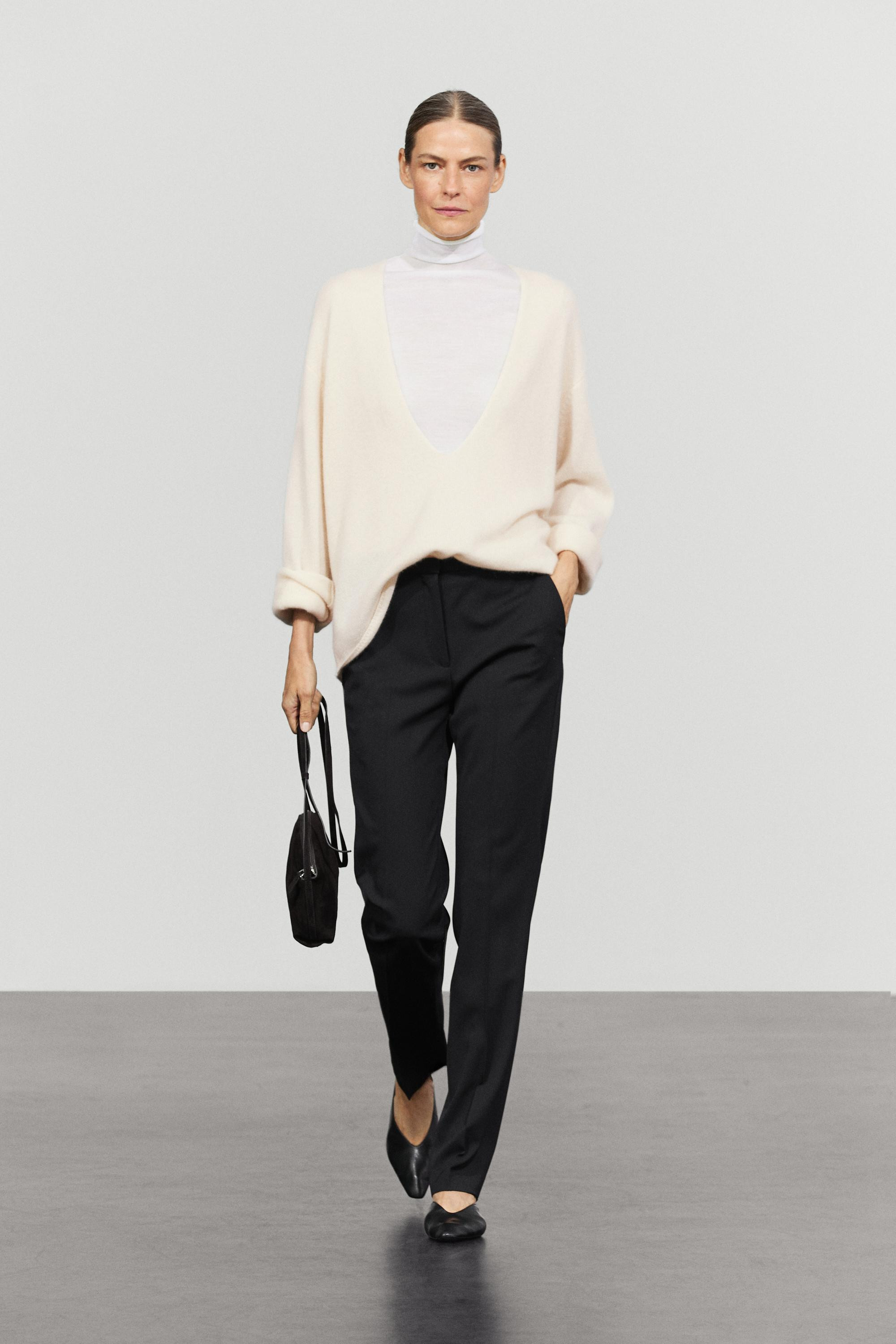 Wool blend waistband trousers | Massimo Dutti UK