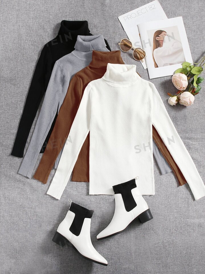 SHEIN LUNE Malhado Simples ocasional Camisola | SHEIN