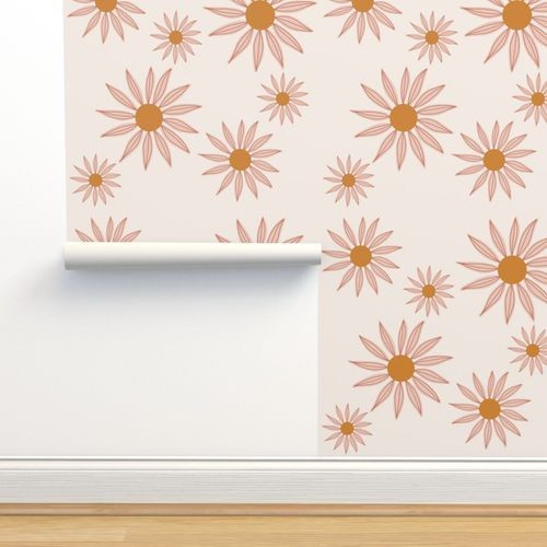 retro scattered floral on cream | Spoonflower