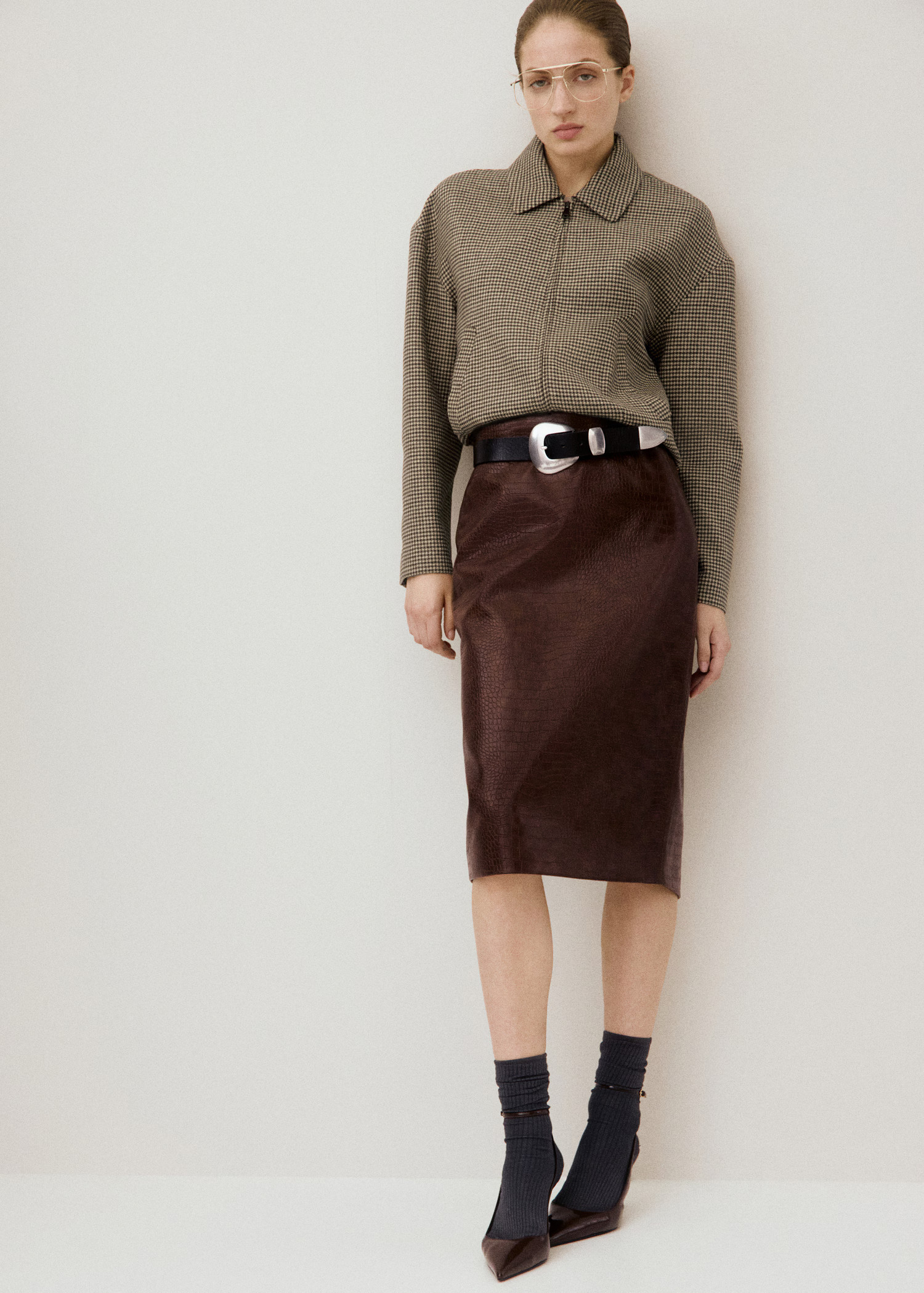 Houndstooth jacket with lapels | Mango (US/MX/AU)