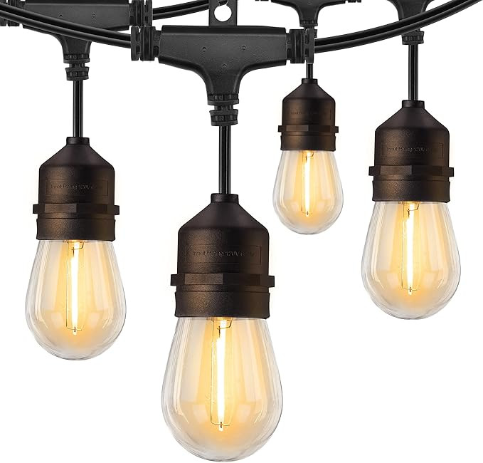 Outdoor String Lights - 52FT(42+10) 16 LED Shatterproof Patio Lights with S14 Waterproof Porch Ha... | Amazon (US)